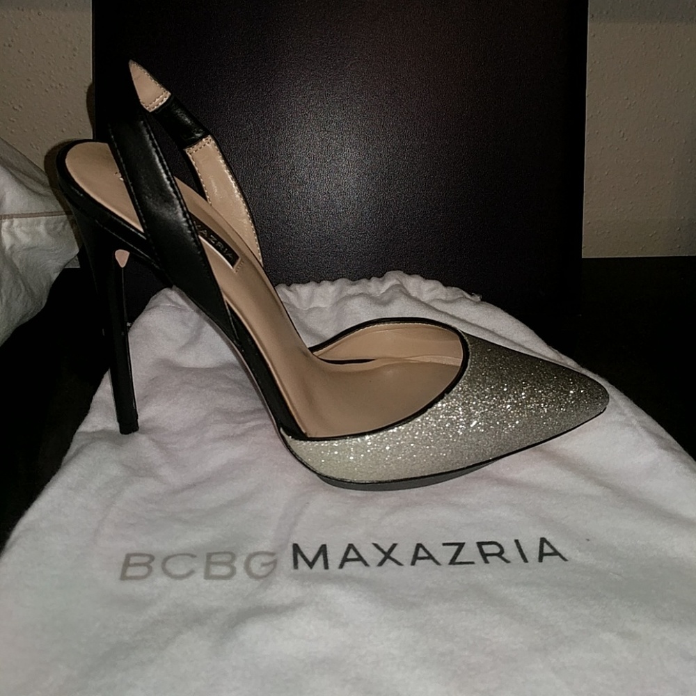 BCBG MAX AZRIA Glitter Slingback Heels Size 9